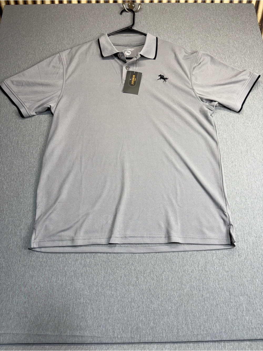 Men's Light Gray Polo with Black Trim